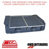 OUTBACK 4WD INTERIORS TWIN DRAWER DUAL ROLLER LANDCRUISER GX 5 SEAT 11/09-ON